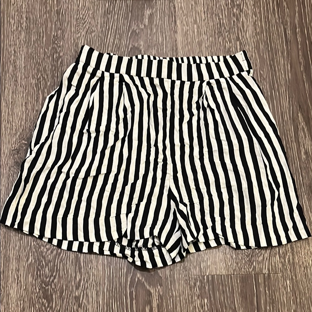 Striped Black And White Women's Shorts